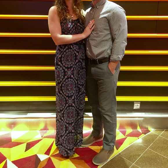 Navy patterned wide leg jumpsuit - Picture 6 of 6